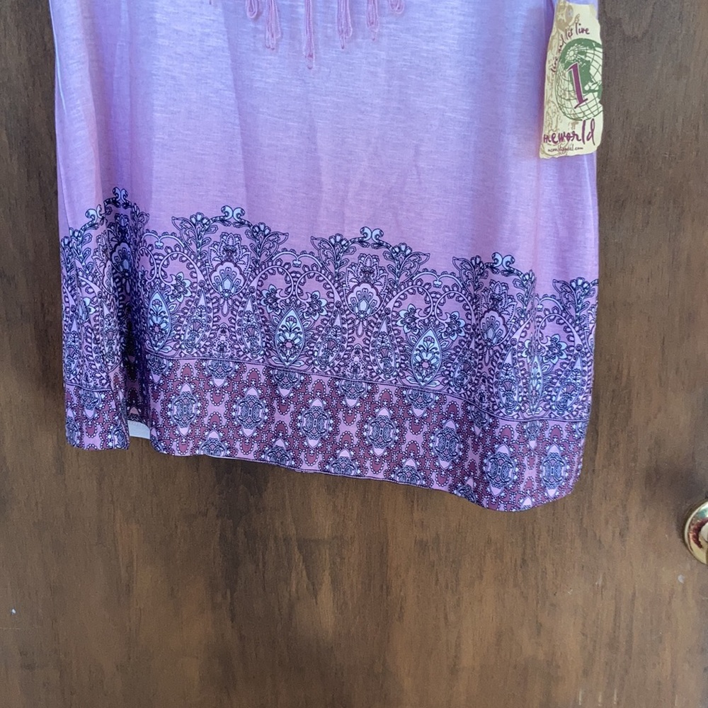 One World top mauve ombre w boho print at bottom & matching scarf L - Picture 15 of 17